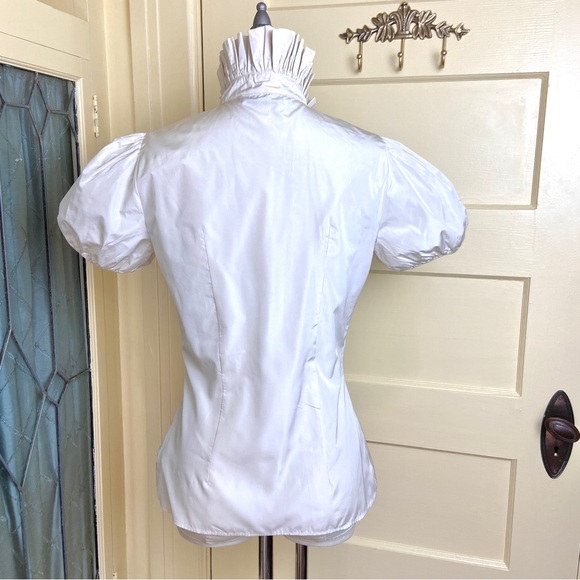 Blugirl Blumarine Embellished Accordion Pleated Collar Blouse - Picture 8 of 13